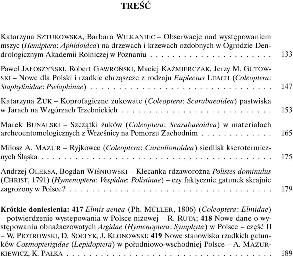 GUTOW- SKI Nowe dla Polski i rzadkie chrząszcze z rodzaju Euplectus LEACH (Coleoptera: Staphylinidae: Pselaphinae).
