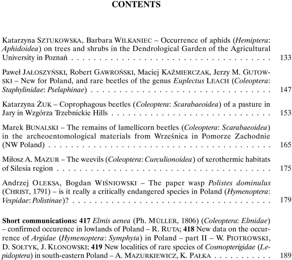 GUTOW- SKI New for Poland, and rare beetles of the genus Euplectus LEACH (Coleoptera: Staphylinidae: Pselaphinae).