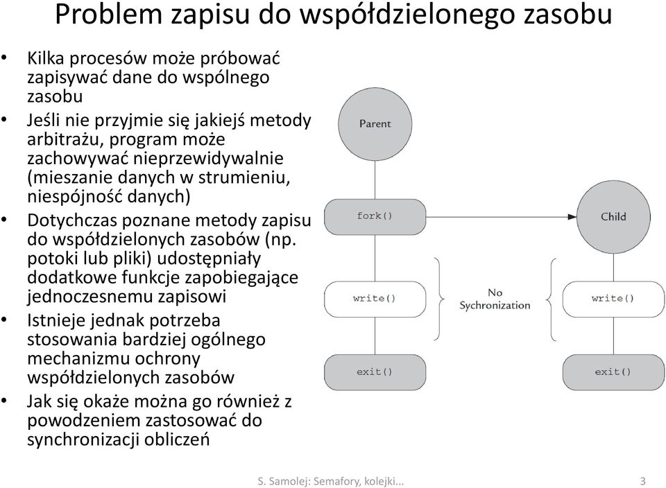 (np. potoki lub pliki) udostępniały dodatkowe funkcje zapobiegające jednoczesnemu zapisowi Istnieje jednak potrzeba stosowania bardziej ogólnego