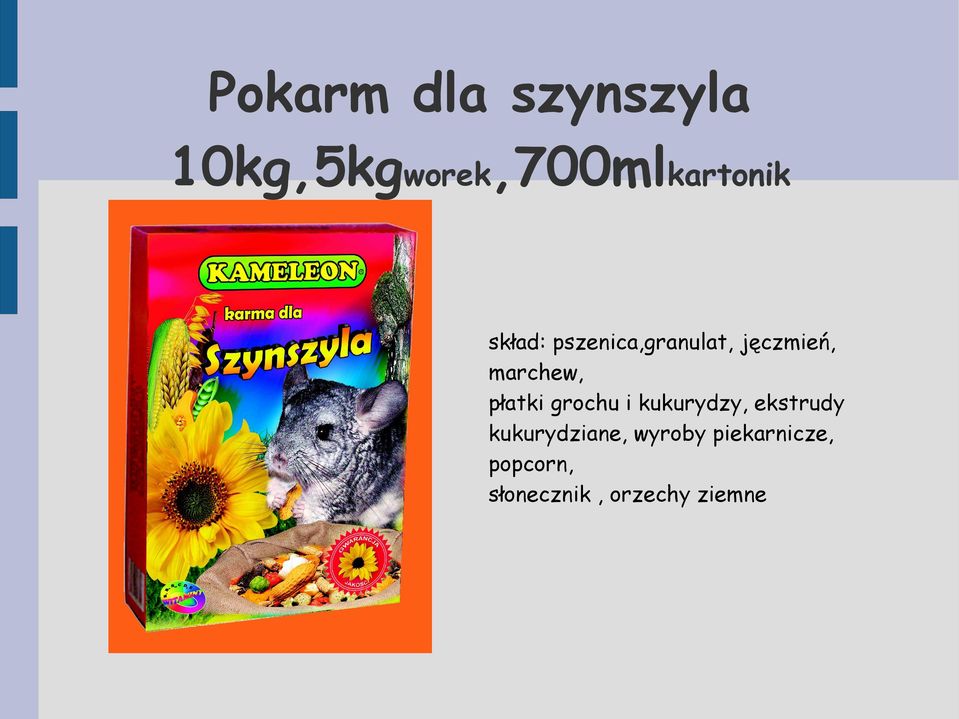 płatki grochu i kukurydzy, ekstrudy kukurydziane,