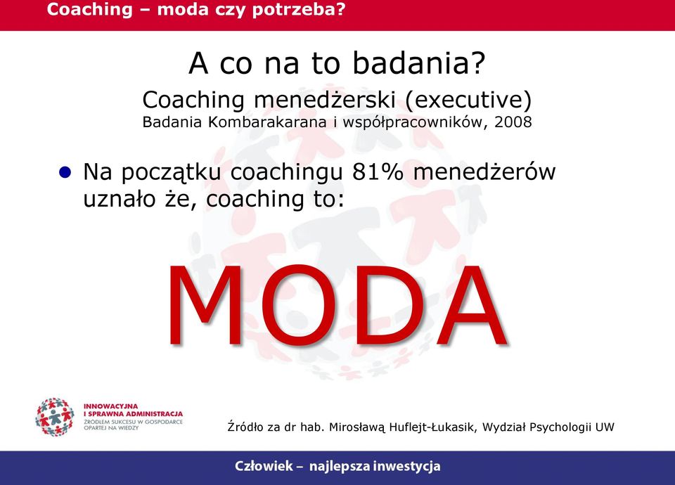 współpracowników, 2008 Na początku coachingu 81% menedżerów