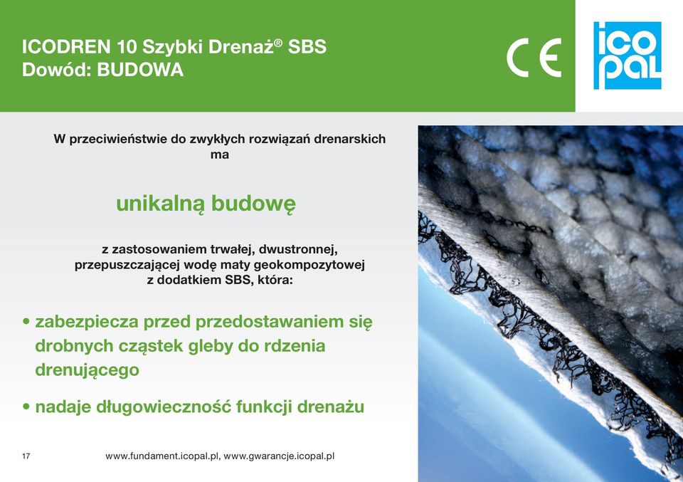 wodę maty geokompozytowej z dodatkiem SBS, która: zabezpiecza przed przedostawaniem