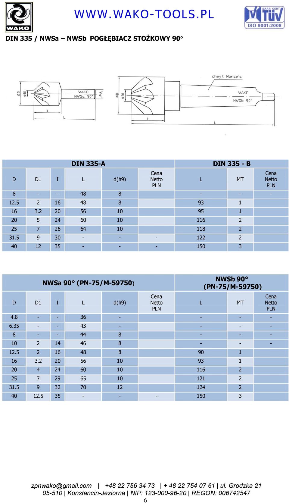 5 9 30 - - - 122 2 40 12 35 - - - 150 3 NWSa 90 (PN-75/M-59750) D D1 I d(h9) NWSb 90 (PN-75/M-59750) 4.