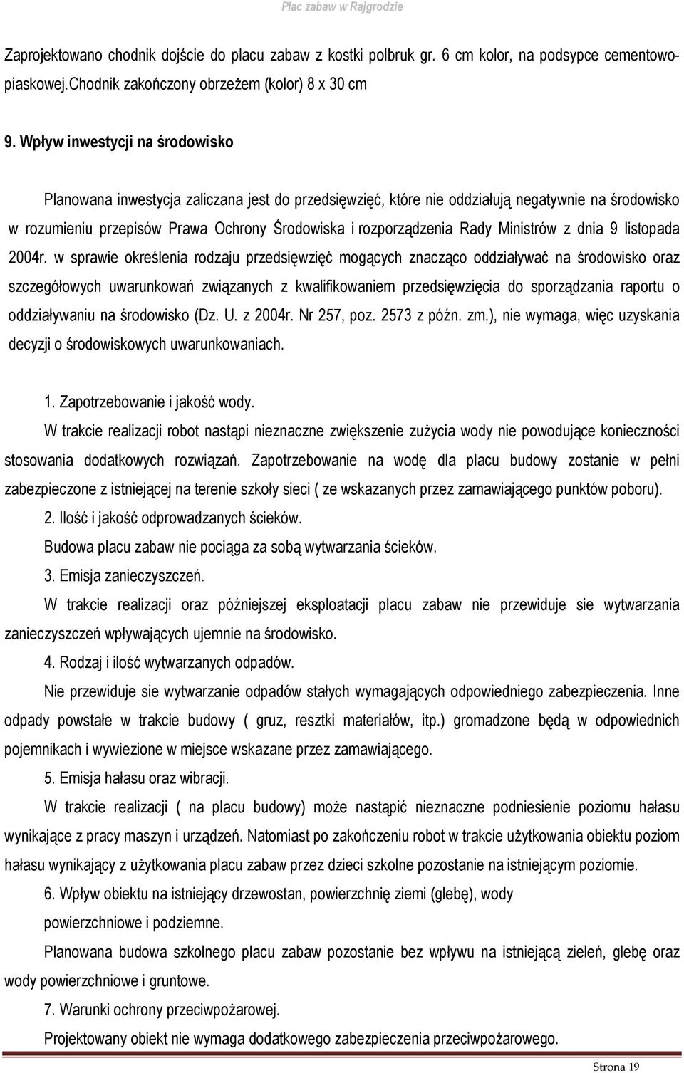 Rady Ministrów z dnia 9 listopada 2004r.