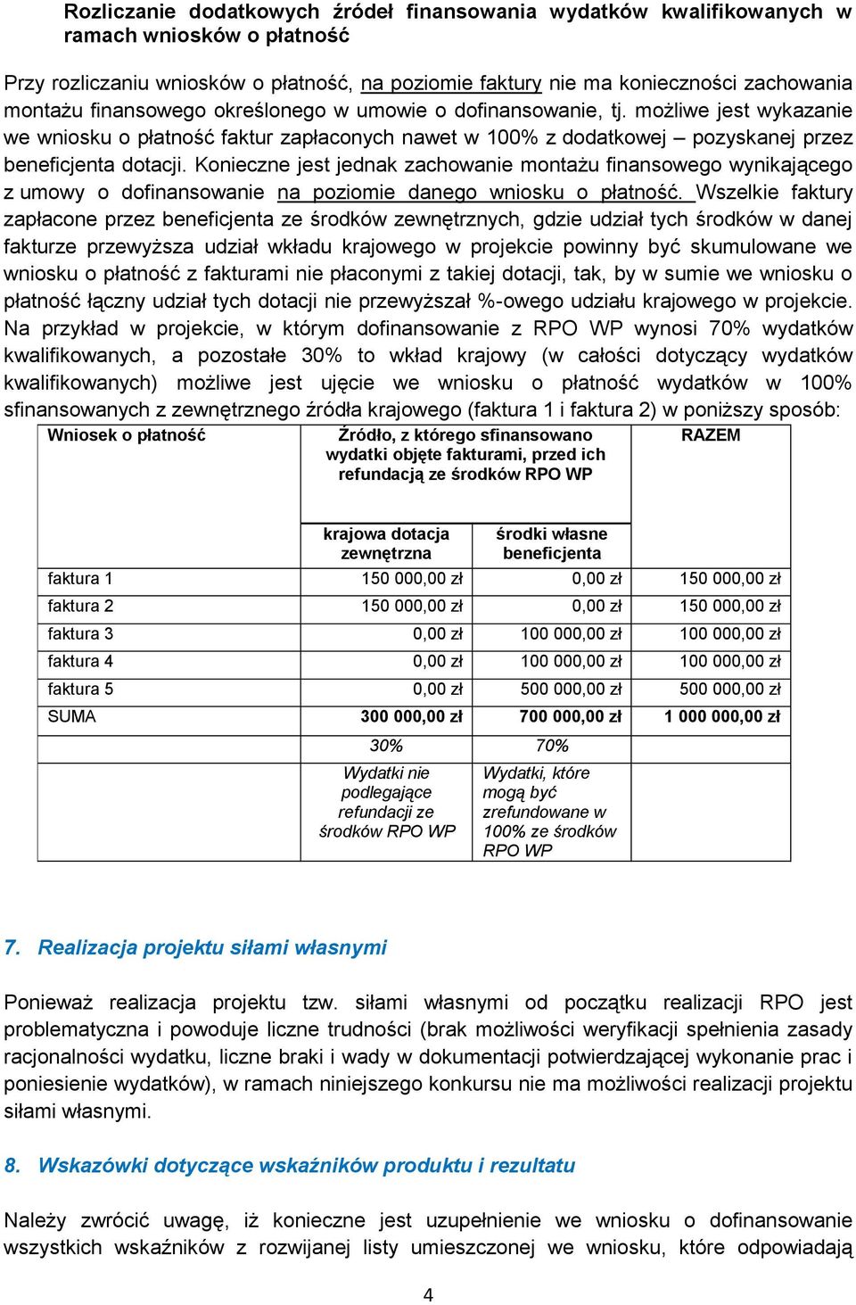 Konieczne jest jednak zachowanie montażu finansowego wynikającego z umowy o dofinansowanie na poziomie danego wniosku o płatność.