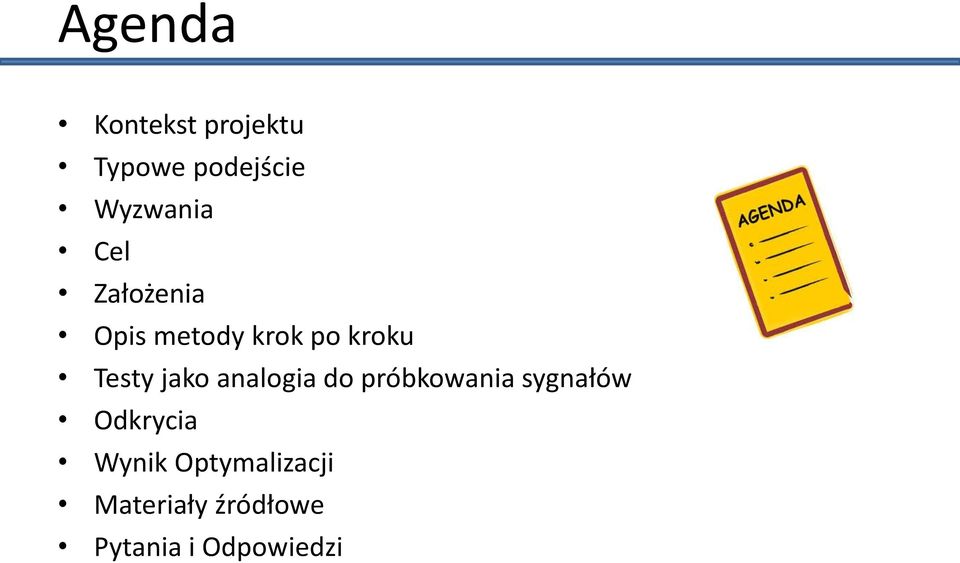 analogia do próbkowania sygnałów Odkrycia Wynik