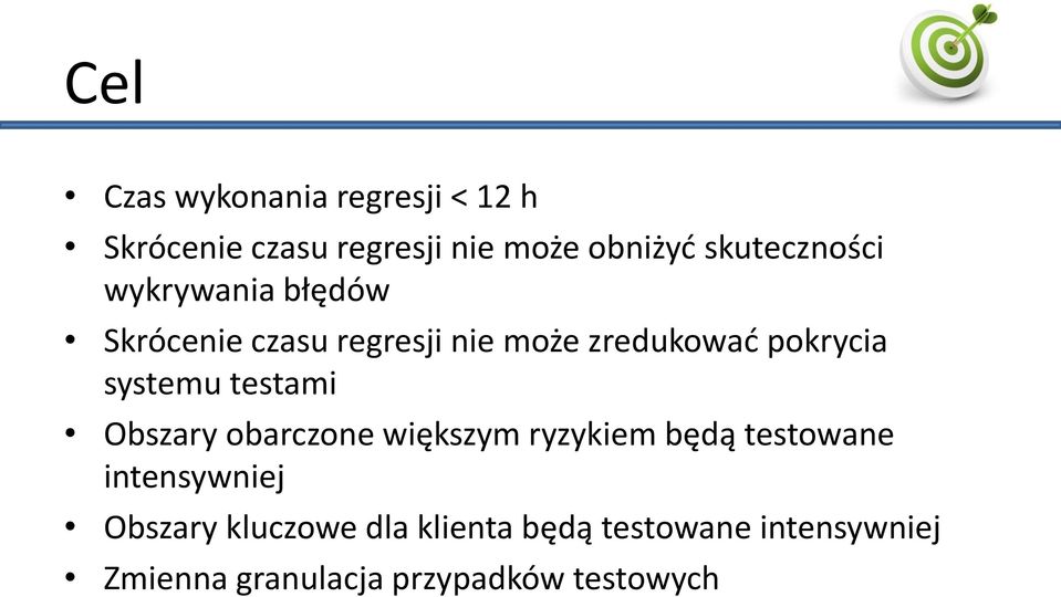 systemu testami Obszary obarczone większym ryzykiem będą testowane intensywniej