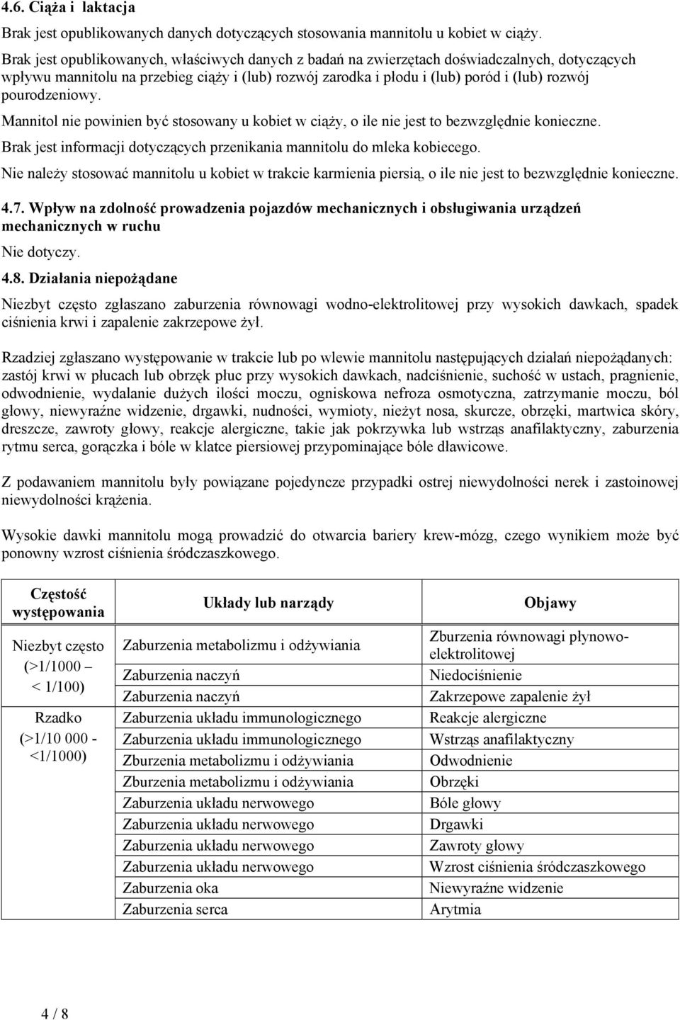 pourodzeniowy. Mannitol nie powinien być stosowany u kobiet w ciąży, o ile nie jest to bezwzględnie konieczne. Brak jest informacji dotyczących przenikania mannitolu do mleka kobiecego.