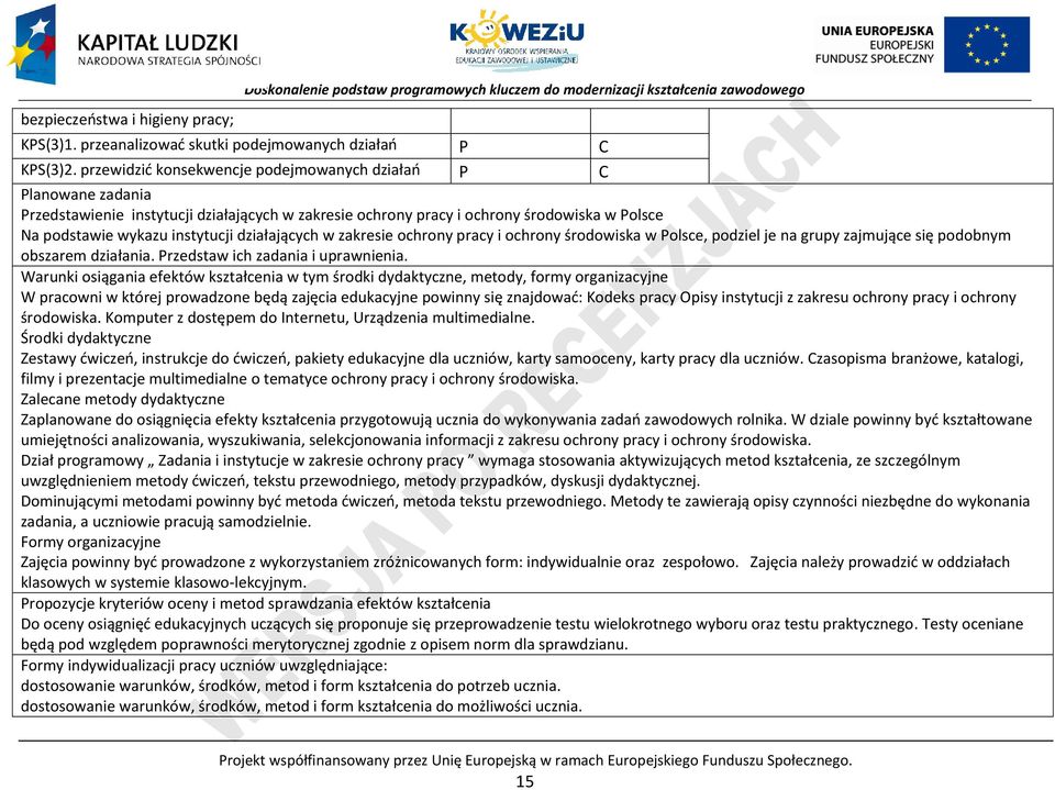 w zakresie ochrony pracy i ochrony środowiska w olsce, podziel je na grupy zajmujące się podobnym obszarem działania. rzedstaw ich zadania i uprawnienia.