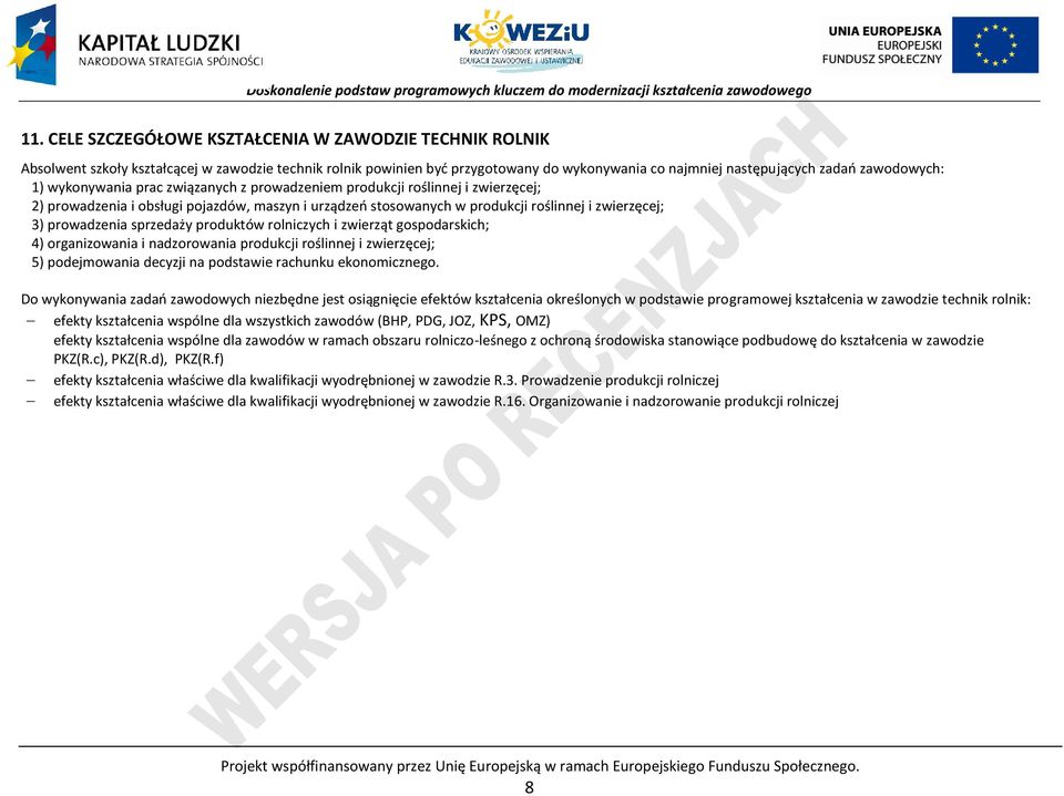 sprzedaży produktów rolniczych i zwierząt gospodarskich; 4) organizowania i nadzorowania produkcji roślinnej i zwierzęcej; 5) podejmowania decyzji na podstawie rachunku ekonomicznego.