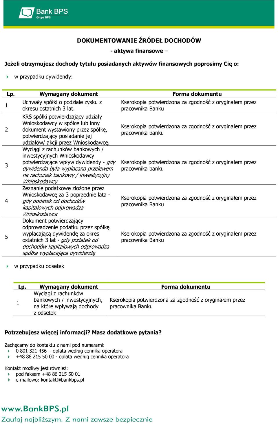 Wyciągi z rachunków bankowych / inwestycyjnych Wnioskodawcy potwierdzające wpływ dywidendy - gdy dywidenda była wypłacana przelewem na rachunek bankowy / inwestycyjny Wnioskodawcy Zeznanie podatkowe