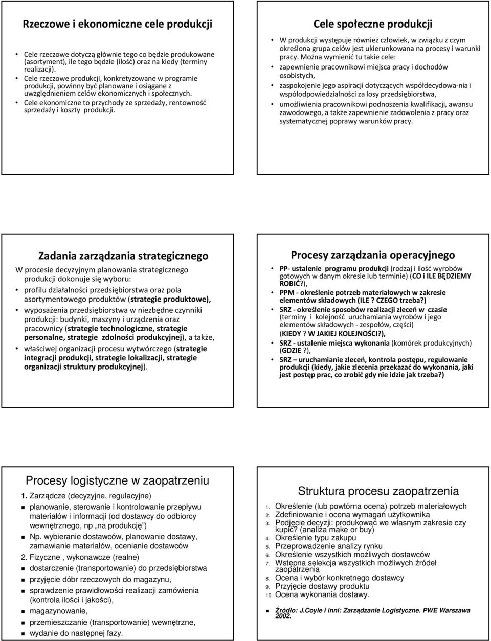 Cele ekonomiczne to przychody ze sprzedaży, rentowność sprzedaży i koszty produkcji.