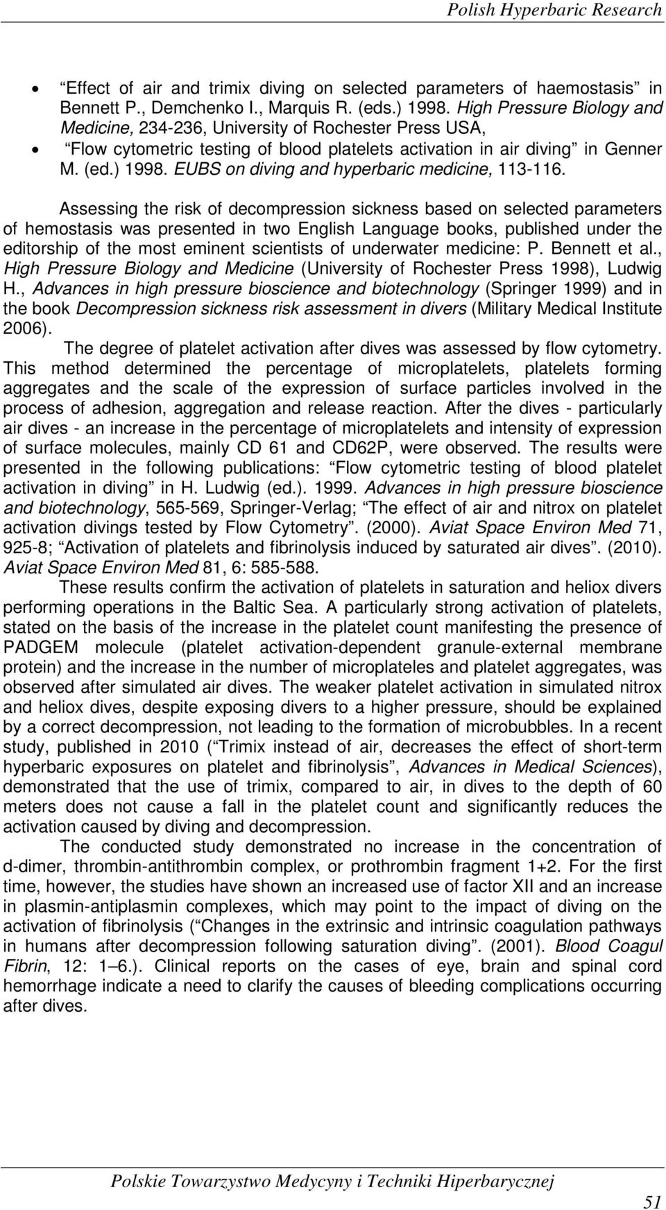EUBS on diving and hyperbaric medicine, 113-116.