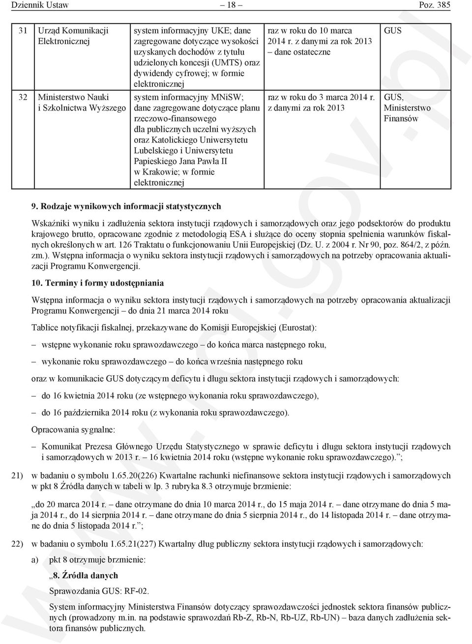 elektronicznej system informacyjny MNiSW; dane zagregowane dotyczące planu rzeczowo-finansowego dla publicznych uczelni wyższych oraz Katolickiego Uniwersytetu Lubelskiego i Uniwersytetu Papieskiego