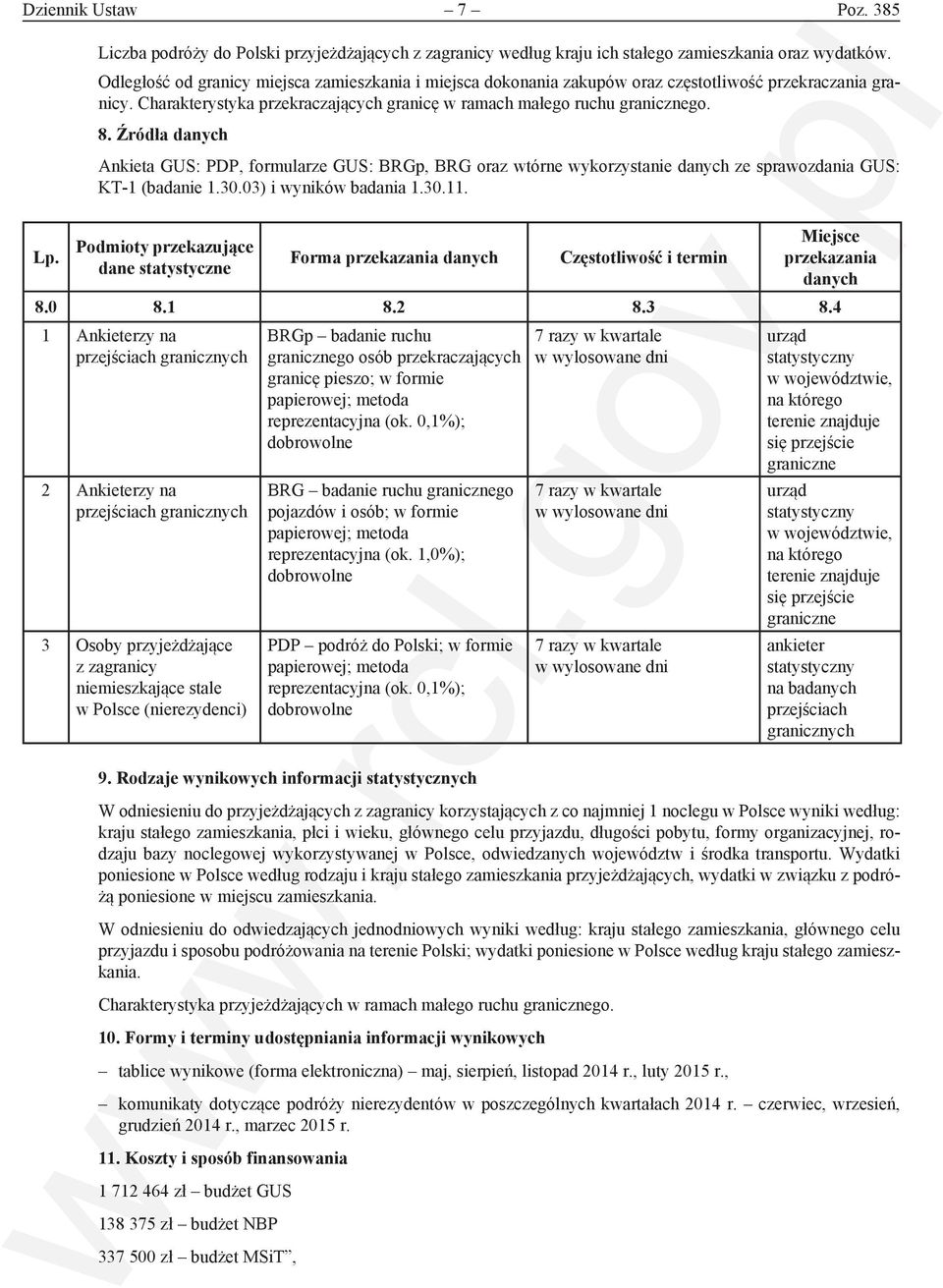 Źródła danych Ankieta : PDP, formularze : BRGp, BRG oraz wtórne wykorzystanie danych ze sprawozdania : KT-1 (badanie 1.30.03) i wyników badania 1.30.11.
