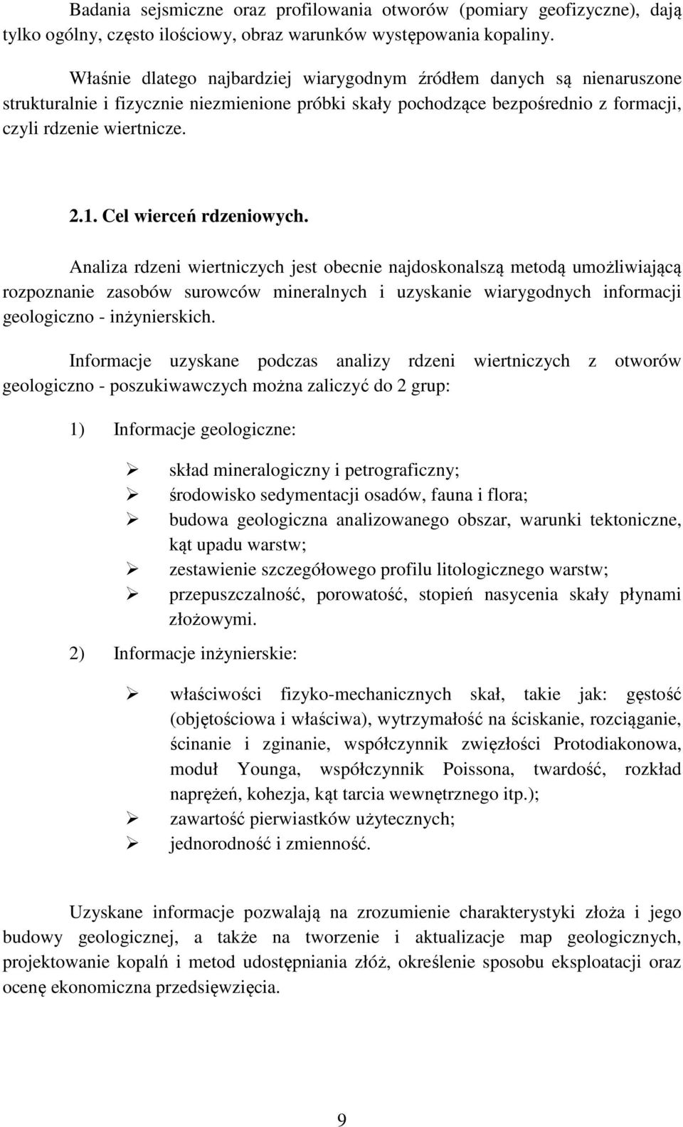 Cel wierceń rdzeniowych.
