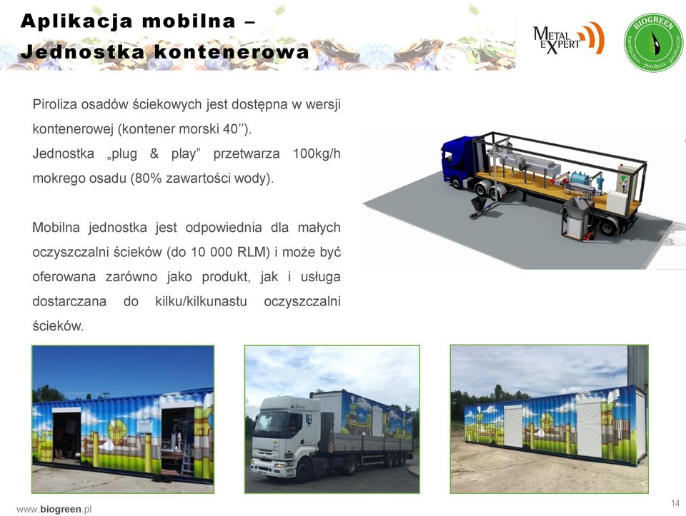 Jednostka plug & play przetwarza 100kg/h mokrego osadu (80% zawartości wody).