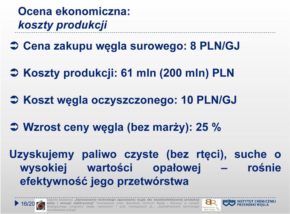 PLN/GJ Wzrost ceny węgla (bez marży): 25 % Uzyskujemy paliwo czyste (bez