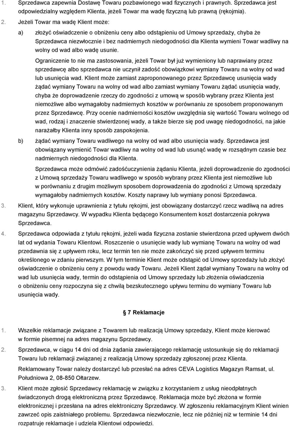Towar wadliwy na wolny od wad albo wadę usunie.