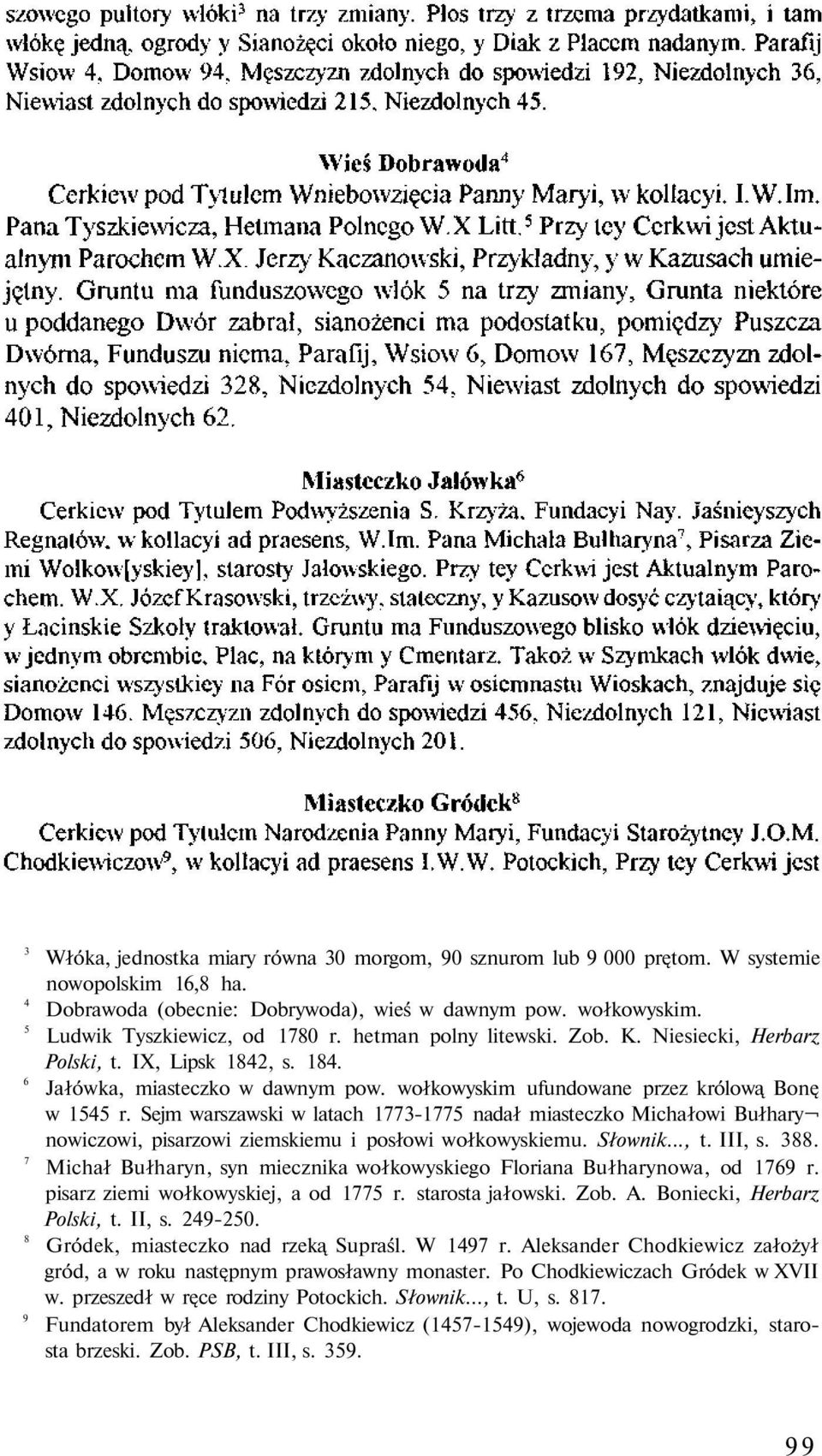 wołkowyskim ufundowane przez królową Bonę w 1545 r. Sejm warszawski w latach 1773-1775 nadał miasteczko Michałowi Bułhary nowiczowi, pisarzowi ziemskiemu i posłowi wołkowyskiemu. Słownik..., t.
