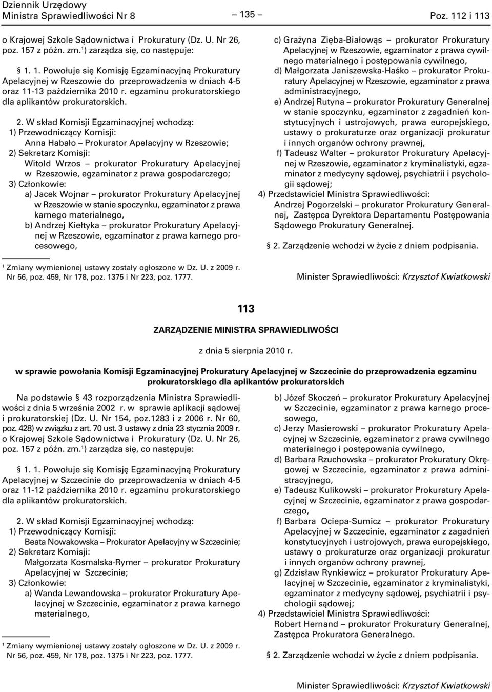 egzaminu prokuratorskiego ) Przewodniczący Komisji: Anna Habało Prokurator Apelacyjny w Rzeszowie; Witold Wrzos prokurator Prokuratury Apelacyjnej w Rzeszowie, egzaminator z prawa gospodarczego; a)