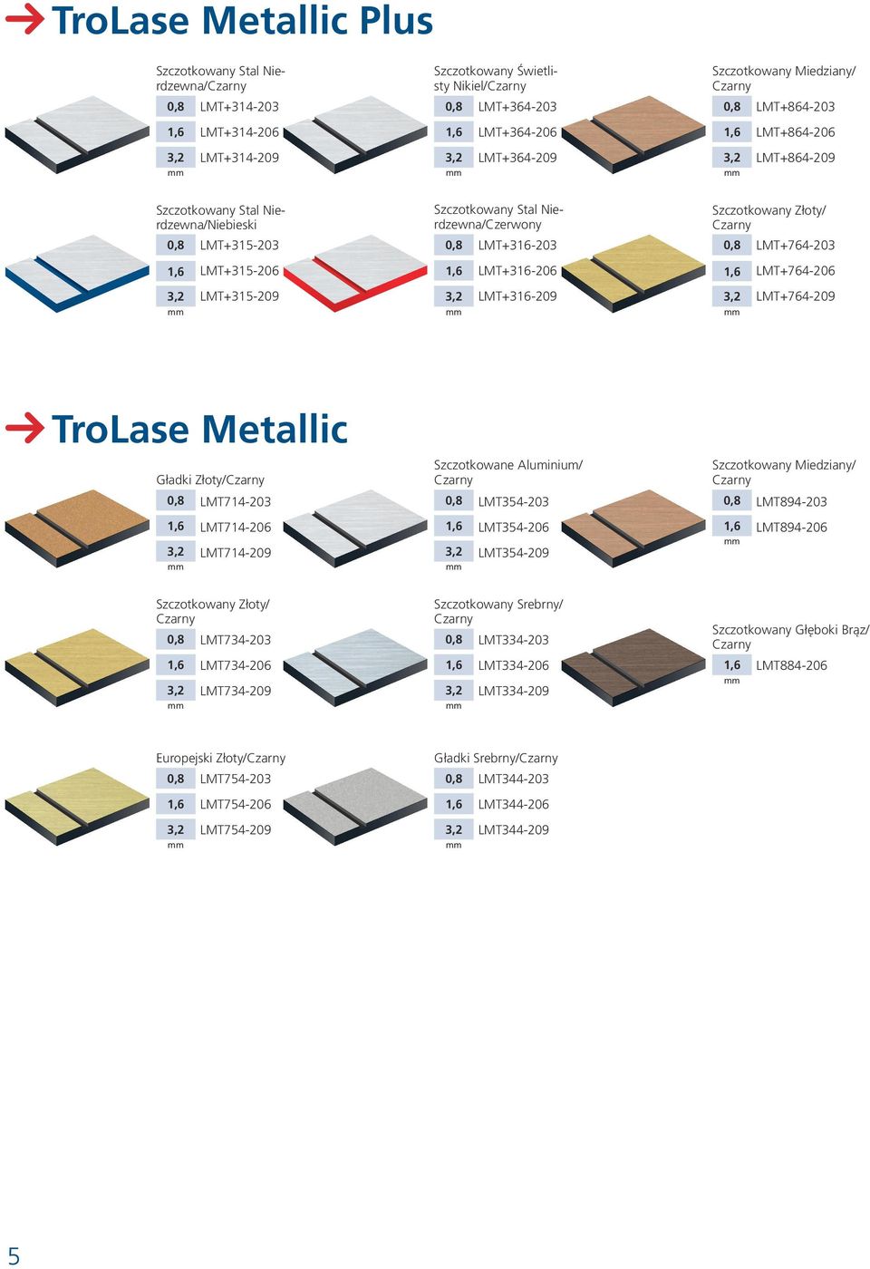 LMT+316-206 LMT+315-209 LMT+316-209 LMT+764-206 LMT+764-209 TroLase Metallic Gładki Złoty/ 0,8 LMT714-203 Szczotkowane Aluminium/ 0,8 LMT354-203 Szczotkowany Miedziany/ 0,8 LMT894-203 LMT714-206