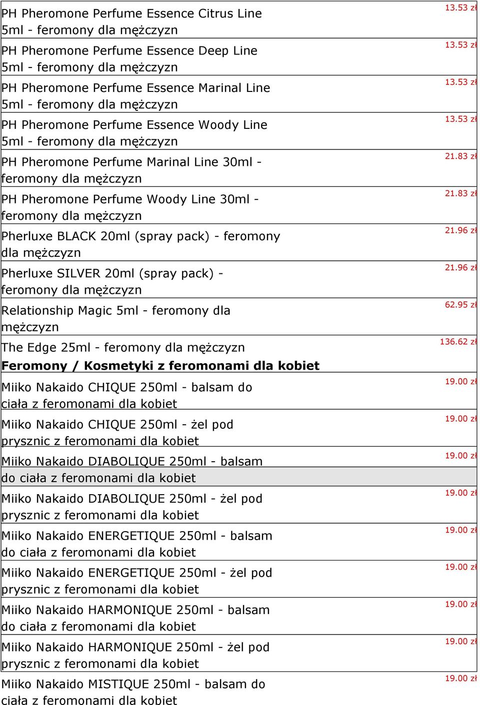 Pherluxe SILVER 20ml (spray pack) - feromony dla Relationship Magic 5ml - feromony dla The Edge 25ml - feromony dla Feromony / Kosmetyki z feromonami dla Miiko Nakaido CHIQUE 250ml - balsam do ciała