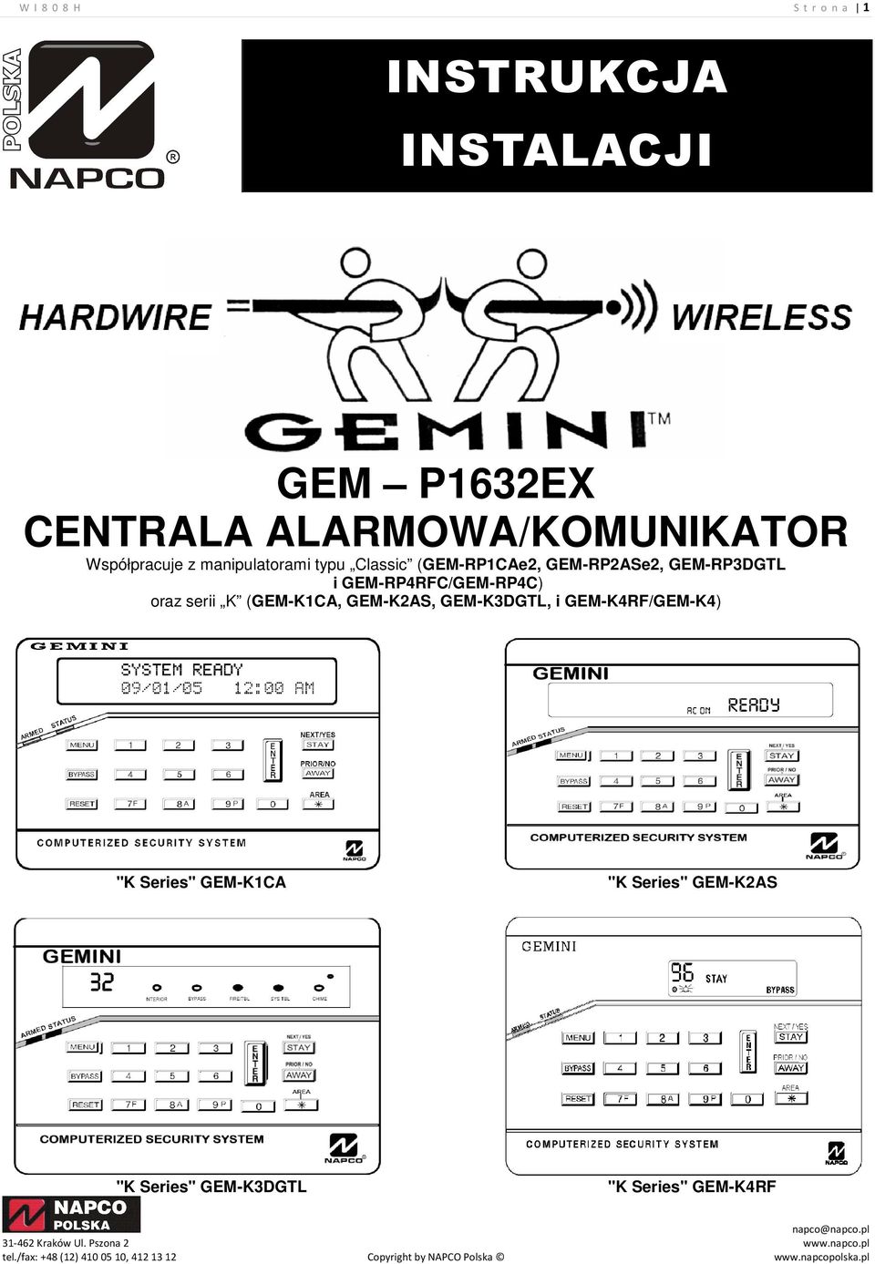 GEM-RP2ASe2, GEM-RP3DGTL i GEM-RP4RFC/GEM-RP4C) oraz serii K (GEM-K1CA, GEM-K2AS,