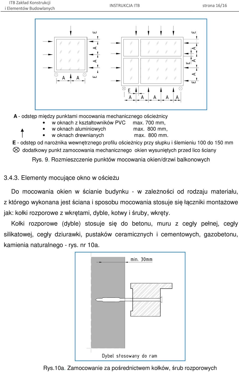Rozmieszczenie punktów mocowania okien/drzwi balkonowych 3.