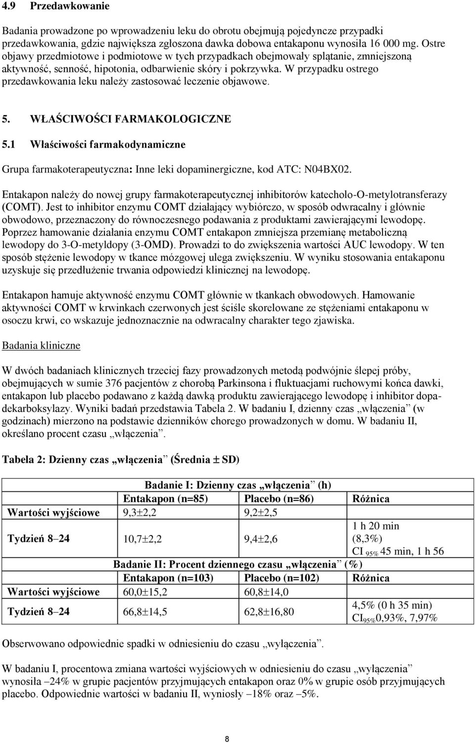 W przypadku ostrego przedawkowania leku należy zastosować leczenie objawowe. 5. WŁAŚCIWOŚCI FARMAKOLOGICZNE 5.