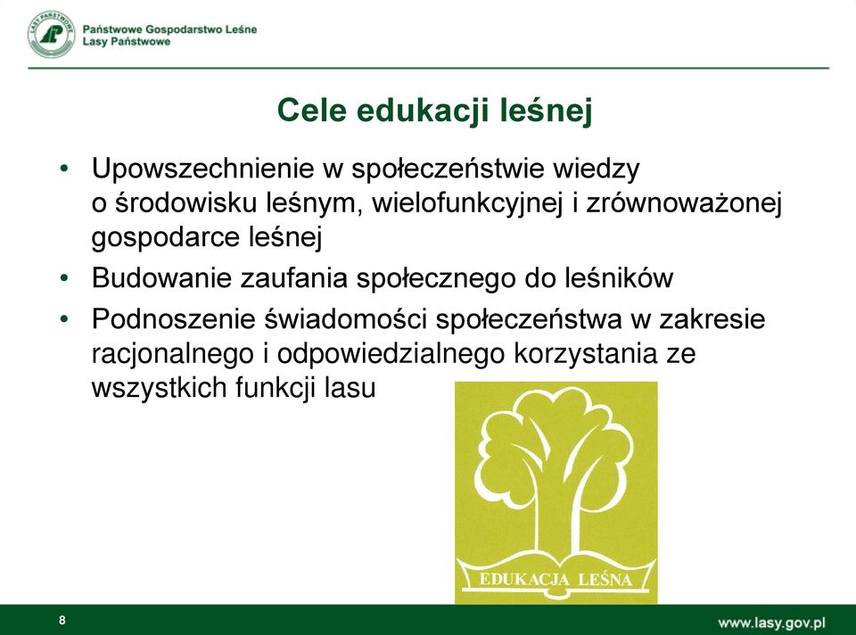 zaufania społecznego do leśników Podnoszenie świadomości społeczeństwa w