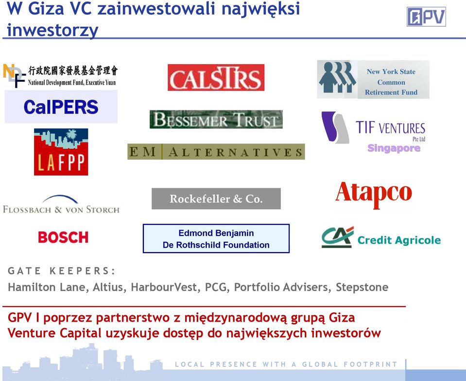 Edmond Benjamin De Rothschild Foundation Credit Agricole G A T E K E E P E R S : Hamilton Lane,