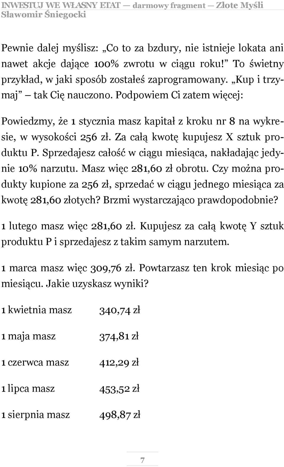 Sprzedajesz całość w ciągu miesiąca, nakładając jedynie 10% narzutu. Masz więc 281,60 zł obrotu. Czy można produkty kupione za 256 zł, sprzedać w ciągu jednego miesiąca za kwotę 281,60 złotych?