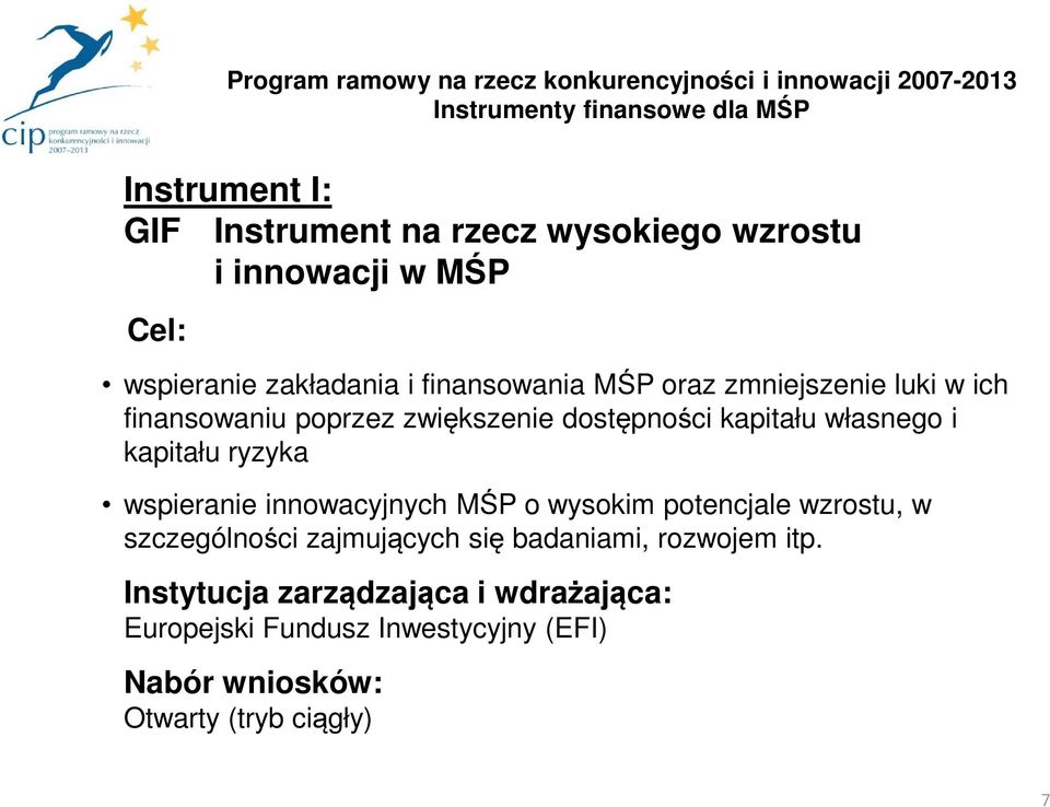 wspieranie innowacyjnych MŚP o wysokim potencjale wzrostu, w szczególności zajmujących się badaniami, rozwojem itp.