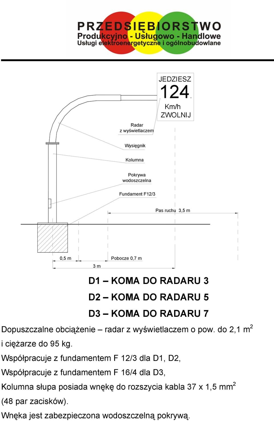 3 D2 KOMA DO RADARU 5 D3 KOMA DO RADARU 7 Dopuszczalne obciążenie radar z wyświetlaczem o pow. do 2,1 m 2 i ciężarze do 95 kg.