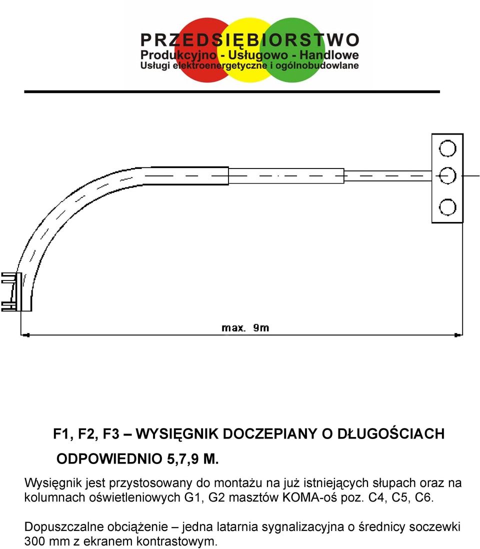 kolumnach oświetleniowych G1, G2 masztów KOMA-oś poz. C4, C5, C6.