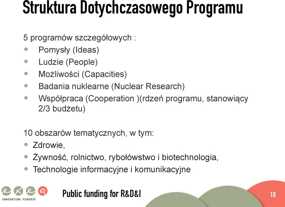 (Cooperation )(rdzeń programu, stanowiący 2/3 budżetu) 10 obszarów tematycznych, w tym: