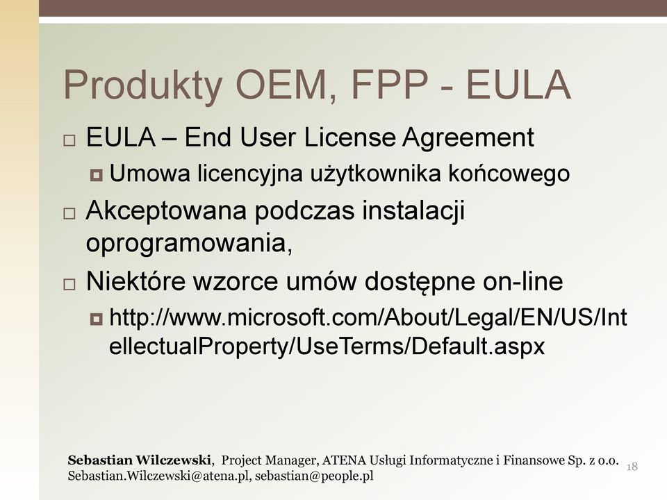 oprogramowania, Niektóre wzorce umów dostępne on-line http://www.
