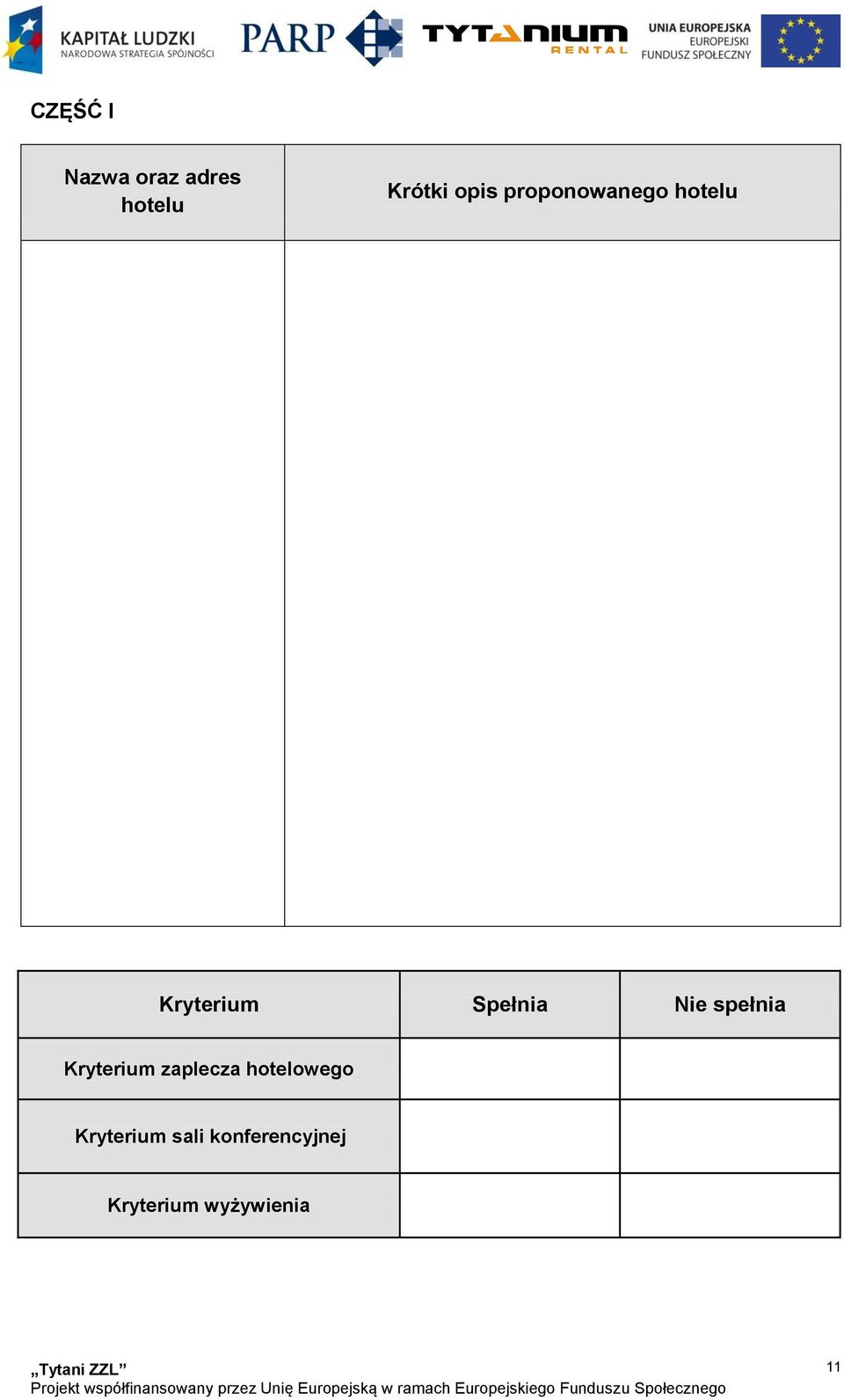 spełnia Kryterium zaplecza hotelowego