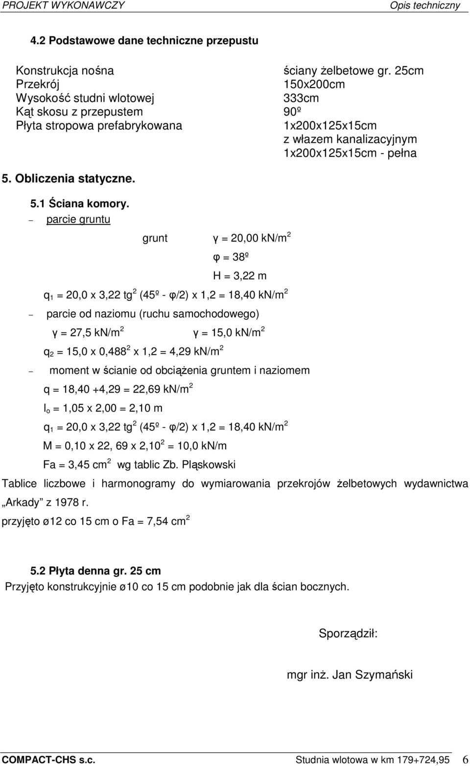 5.1 Ściana komory.