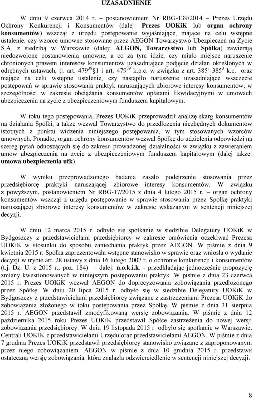 ustalenie, czy wzorce umowne stosowane przez AE