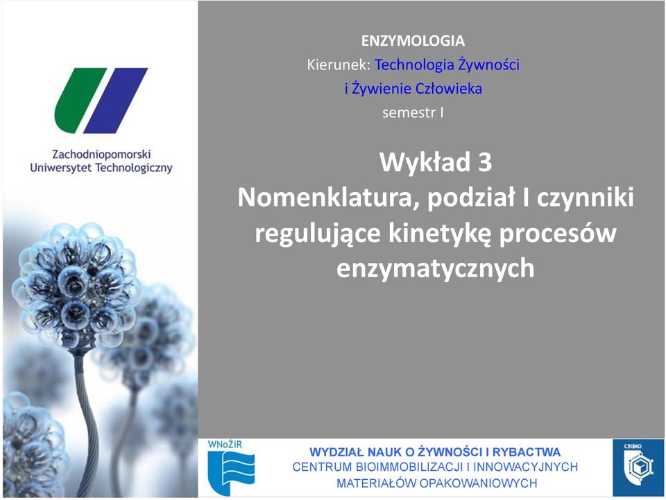 kinetykę procesów enzymatycznych WYDZIAŁ NAUK O ŻYWNOŚCI I