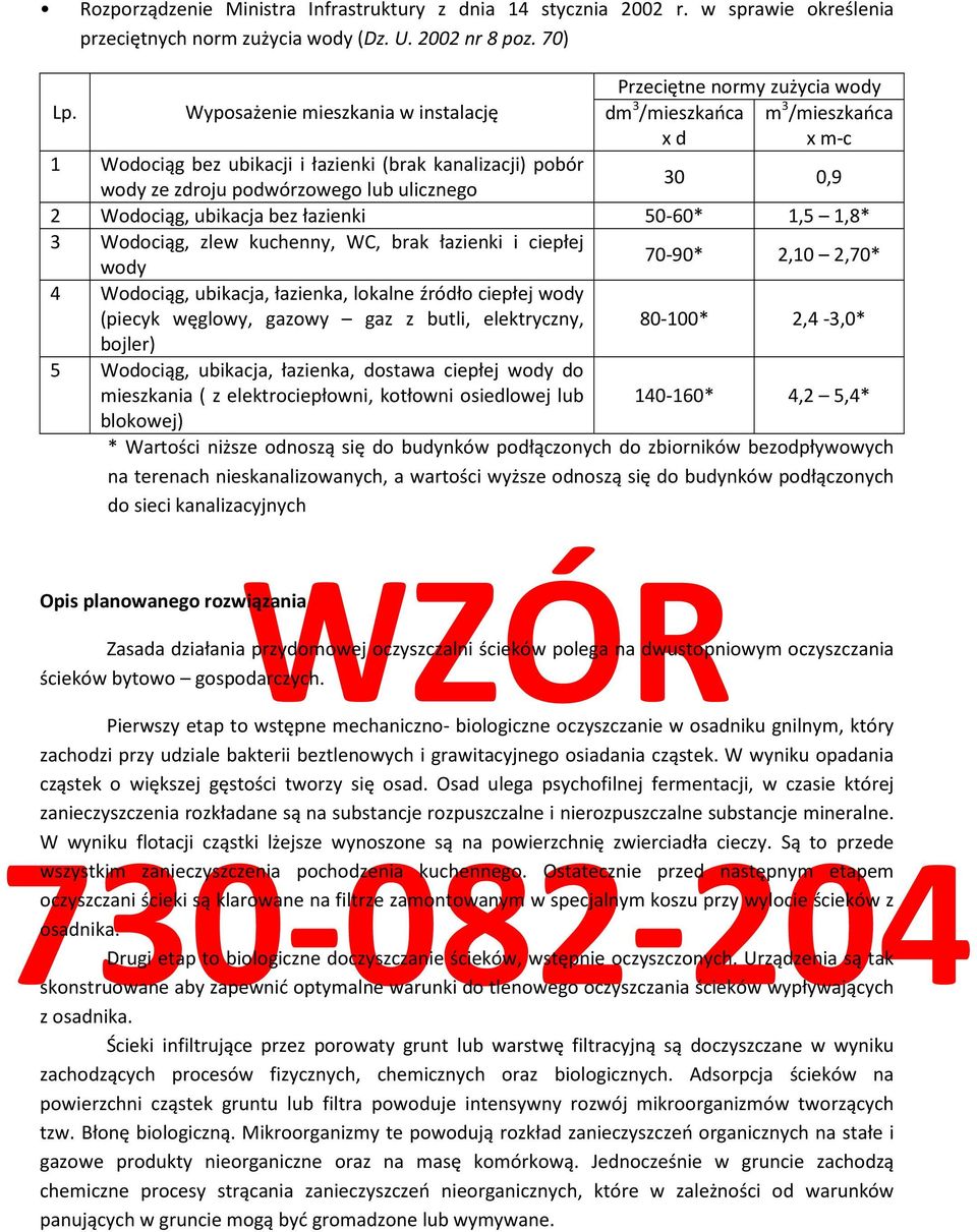 lub ulicznego 30 0,9 2 Wodociąg, ubikacja bez łazienki 50-60* 1,5 1,8* 3 Wodociąg, zlew kuchenny, WC, brak łazienki i ciepłej wody 70-90* 2,10 2,70* 4 Wodociąg, ubikacja, łazienka, lokalne źródło