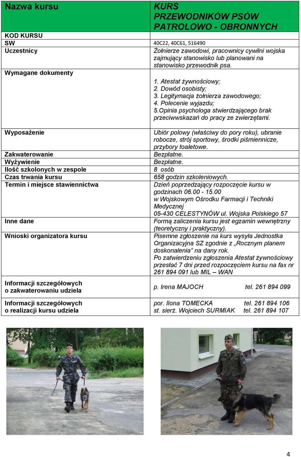 Ilość szkolonych w zespole 8 osób Medycznej 05-430 CELESTYNÓW ul.