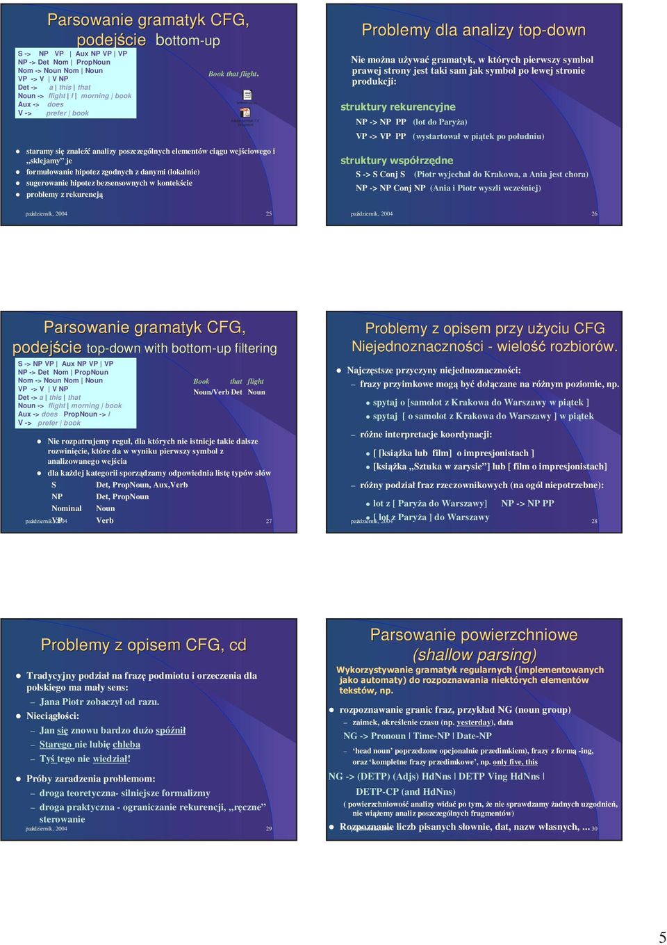 0 Document staramy się znaleźć analizy poszczególnych elementów ciągu wejściowego i sklejamy je formułowanie hipotez zgodnych z danymi (lokalnie) sugerowanie hipotez bezsensownych w kontekście