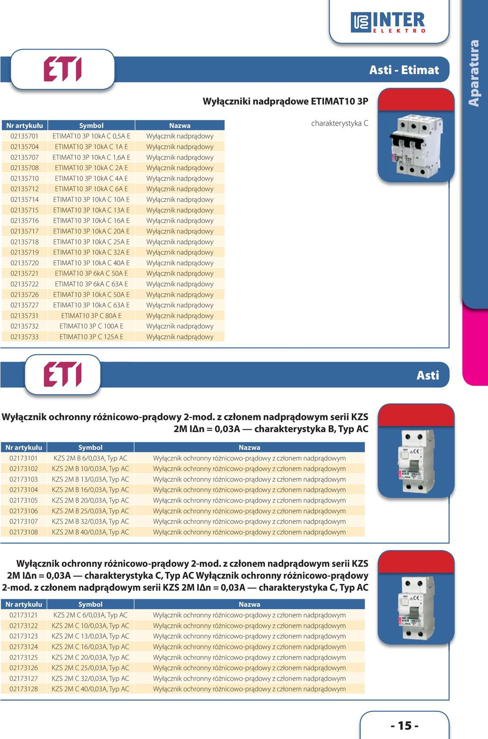 Wyłącznik nadprądowy 02135714 ETIMAT10 3P 10kA C 10A E Wyłącznik nadprądowy 02135715 ETIMAT10 3P 10kA C 13A E Wyłącznik nadprądowy 02135716 ETIMAT10 3P 10kA C 16A E Wyłącznik nadprądowy 02135717