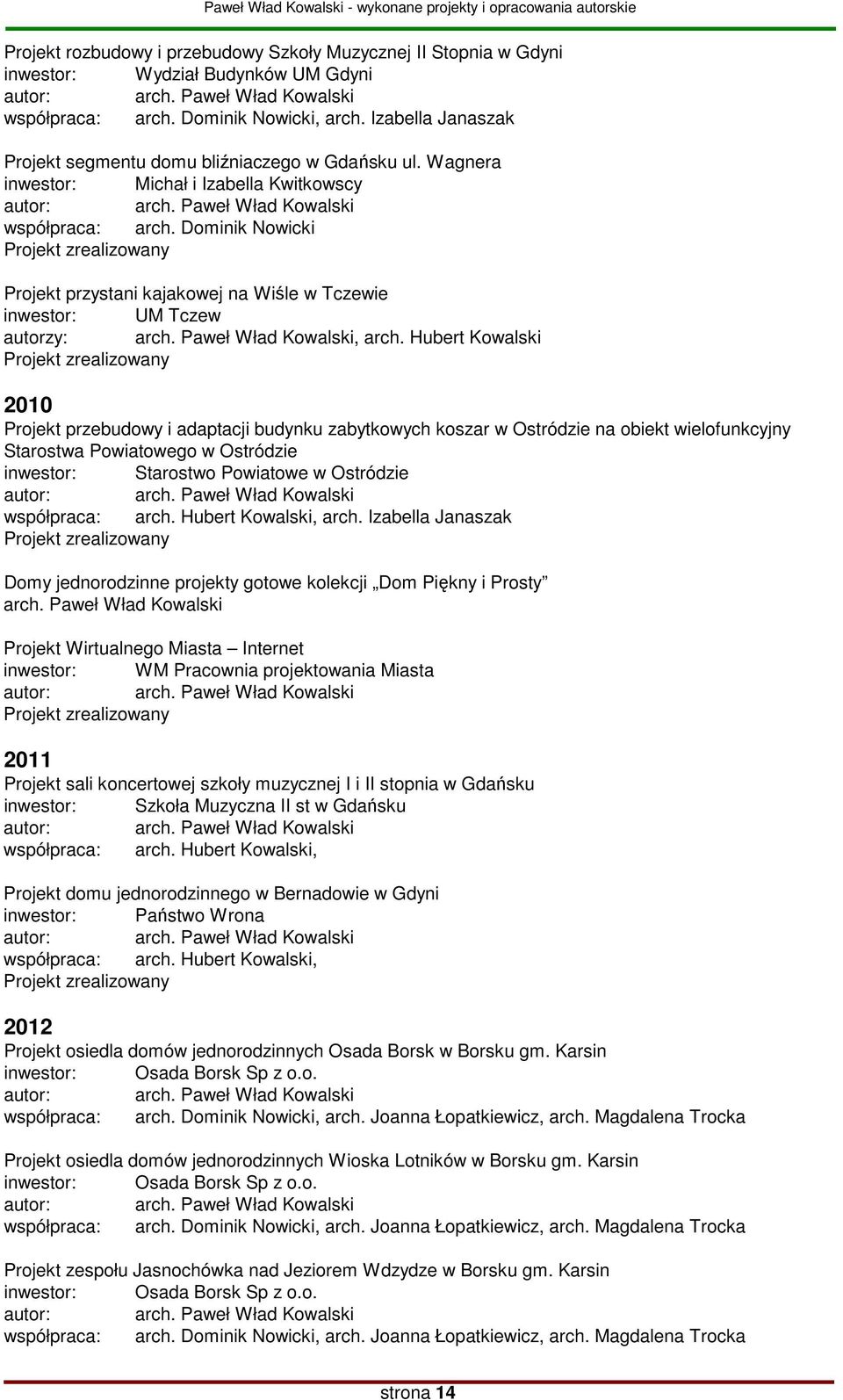 Dominik Nowicki Projekt przystani kajakowej na Wiśle w Tczewie inwestor: UM Tczew autorzy: arch. Paweł Wład Kowalski, arch.