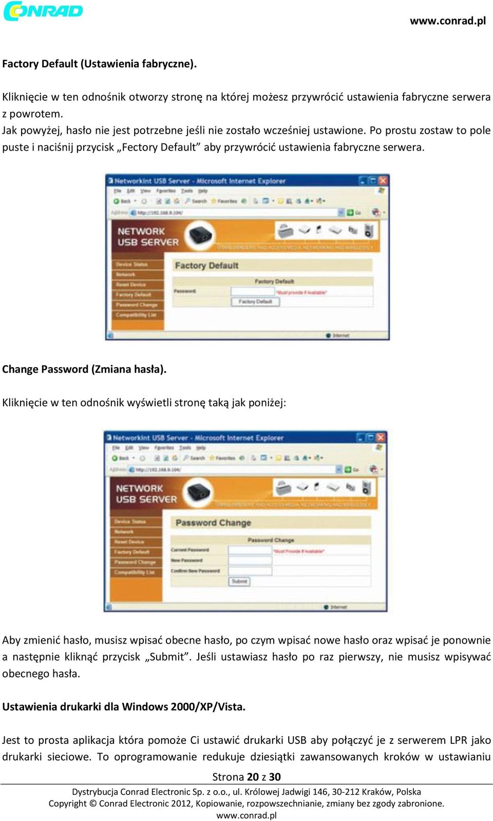 Change Password (Zmiana hasła).