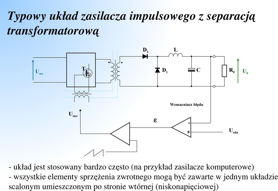 przykład zasilacze komputerowe) wszystkie elementy sprzężenia zwrotnego mogą być