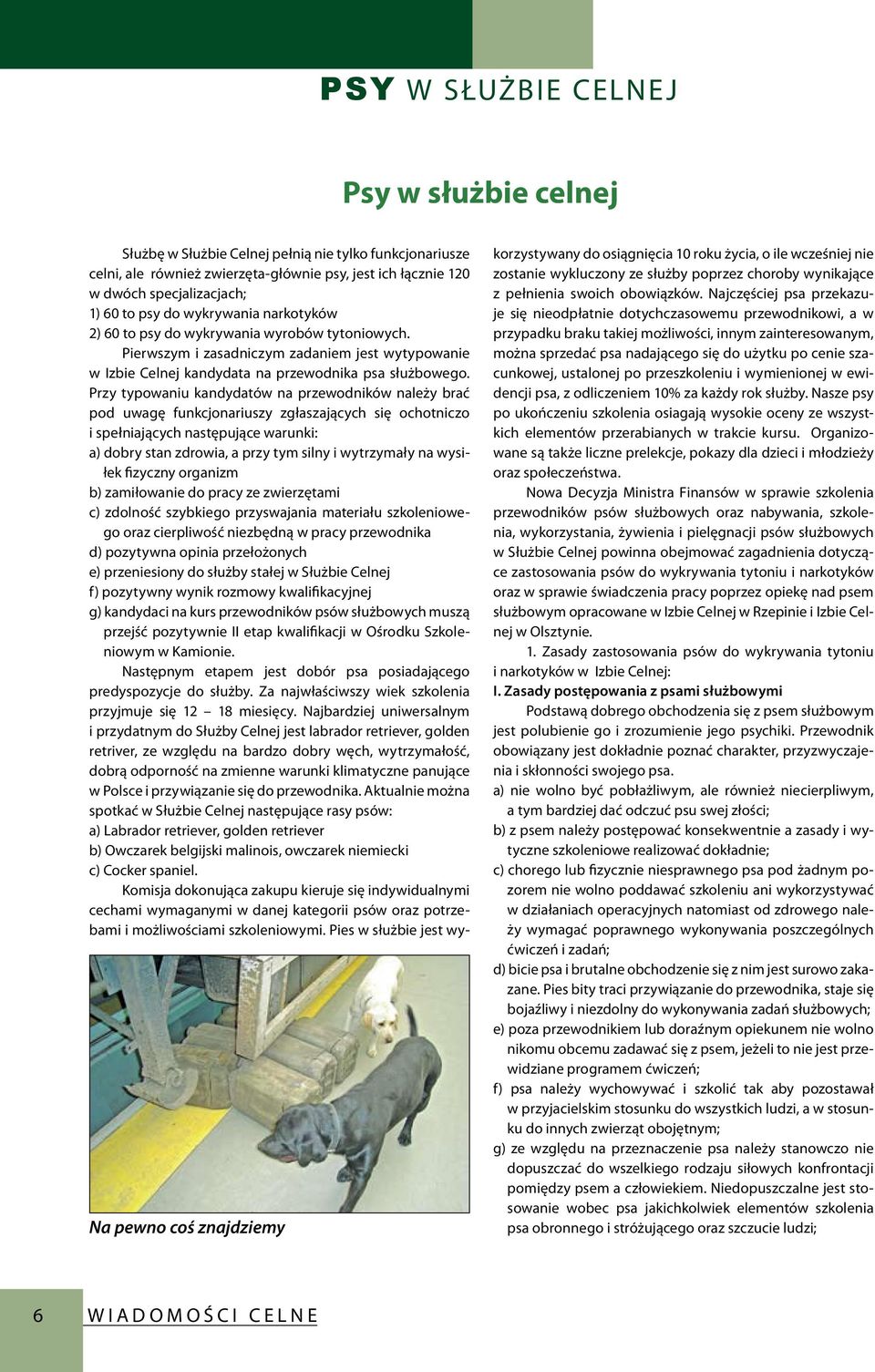 Przy typowaniu kandydatów na przewodników należy brać pod uwagę funkcjonariuszy zgłaszających się ochotniczo i spełniających następujące warunki: a) dobry stan zdrowia, a przy tym silny i wytrzymały